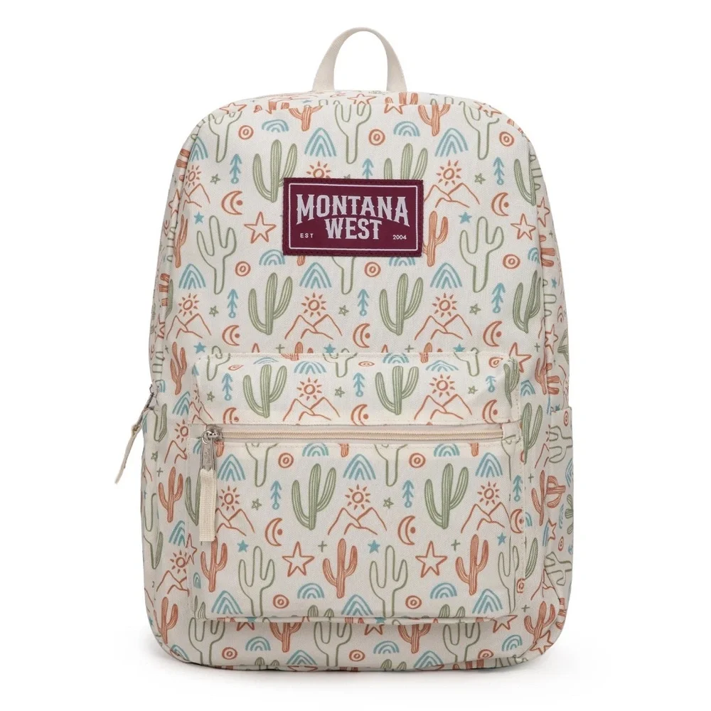 Montana West Dessert Cactus Print Backpack -2Pcs Set - Beige